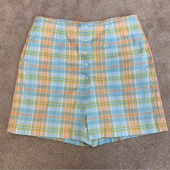 LIZ Claiborne golf plaid check skort Blue orange yellow Sz 12 - Picture 9 of 9
